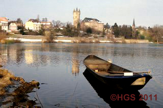 Schloss vom Main aus Winter 70er Jahre